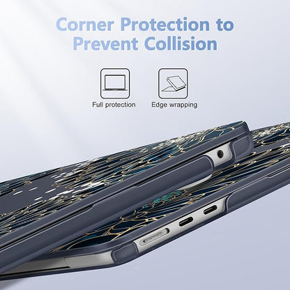 Case for MacBook Air 15 Inch 2025 2024 2023 Release M4 A3241 M3 A3114 M2 A2941, Hard Shell with Screen Protector & Keyboard Cover, Compatible with Touch ID, Luxury Floral