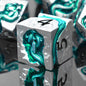 RULE DICE Serpent's Embrace Metal DND Dice Set - 7pc Polyhedral D&D Dice for TTRPGs Like Dungeons and Dragons and Pathfinder - Emerald Green Snake Design, Heavy & Balanced for Tabletop Gaming