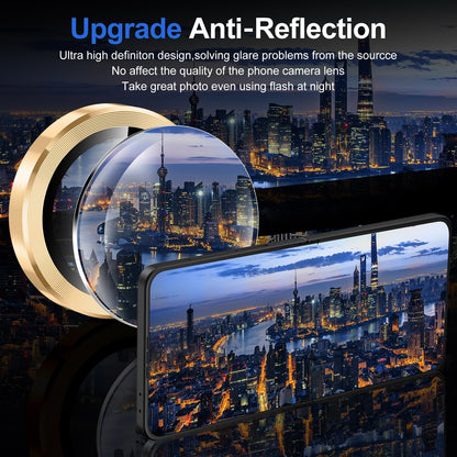 Avocase for Samsung Galaxy Z Flip 7 Camera Lens Protector, Individual Metal Ring Tempered Glass Lens Cover, [Strong Adsorption] Scratch Resistant Ultra-Thin HD Clear Lens Cover, 1 Set-Gold