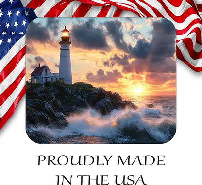 Coastal Shoreline Waves Sandy Beach Theme Mouse Pad Mat Mousepad for Desk Computer Laptop PC Gaming Home or Office Gift (Lighthouse Sunset MP33)