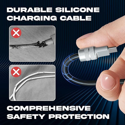 chubbycable Tri-Flex 3 in 1 USB C Cable for Apple Watch Charger Silicone 100W Multi Charging Cable Fast Charge Compatible with iPhone 16/15 Series iWatch iPad Airpods MacBook, 4.1FT, Black