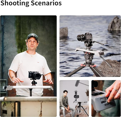Zeapon EVO 125°Panorama Rotating Motorized Camera Slider, Powerful Quiet Motor for 5.5-11Lbs Payload, 23.6''/40cm Light Compact Slider Dolly with Carrying case, Buttons & App Control (D40 (15.7''))