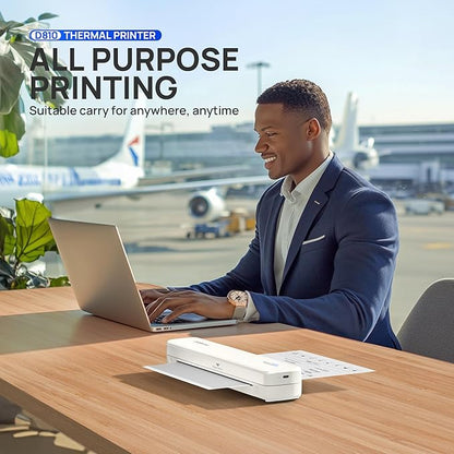 POLONO Portable Printer Wireless for Travel, D810 Bluetooth Thermal Printer Support for 8.5"x11" US Letter, Beige