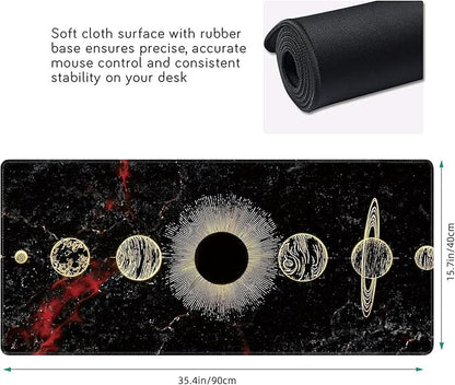 Galaxy Planet Large Mouse Pad,Gaming Keyboard Desk Pad,Extended Mouse Mat Non-Slip Rubber Base with Stitched Edges for Office Game Home XXL 35.4"x15.7"