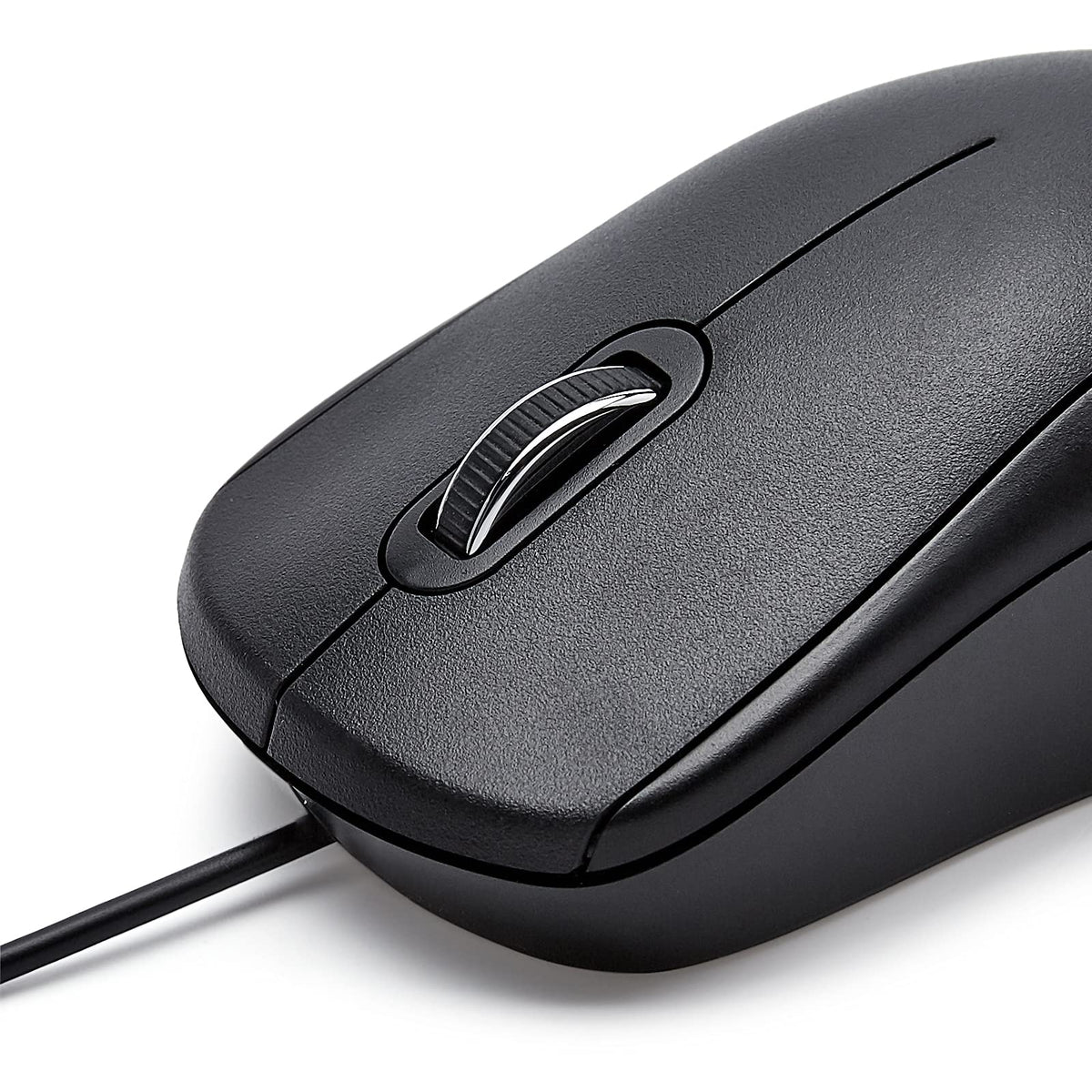 Amazon Basics 3-Button USB Wired Mouse with Precision Scroll Wheel, 1000 DPI, Ergonomic Grip, Plug and Play, 6-foot Cable, Black