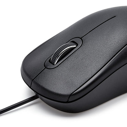 Amazon Basics 3-Button USB Wired Mouse with Precision Scroll Wheel, 1000 DPI, Ergonomic Grip, Plug and Play, 6-foot Cable, Black