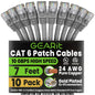 GEARit Cat6 Patch Cables Cat 6 Ethernet Cable 6 ft 10-Pack Green