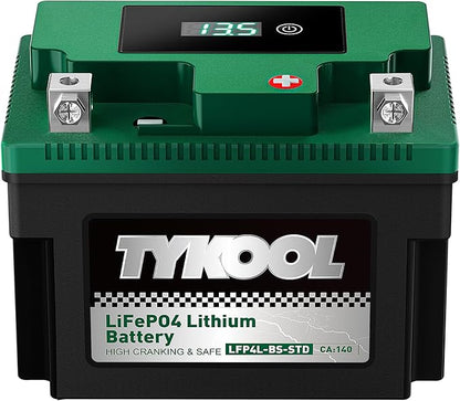 TYKOOL YTX4L-BS YTZ5S Lithium LiFePO4 Motorcycle Battery,2X Cranking Amps 140A,5X Longer Life,Fits for Scooter and Moped, Go kart, ATV,Dirt bikes,4 wheeler, hongda Grom,Snapper walk behind lawn mower