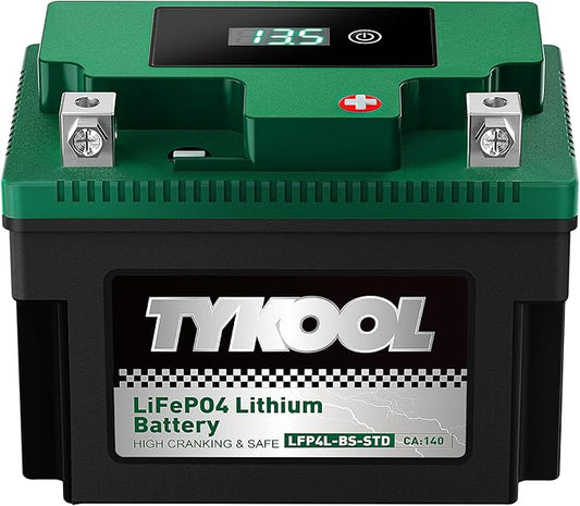 TYKOOL YTX4L-BS YTZ5S Lithium LiFePO4 Motorcycle Battery,2X Cranking Amps 140A,5X Longer Life,Fits for Scooter and Moped, Go kart, ATV,Dirt bikes,4 wheeler, hongda Grom,Snapper walk behind lawn mower