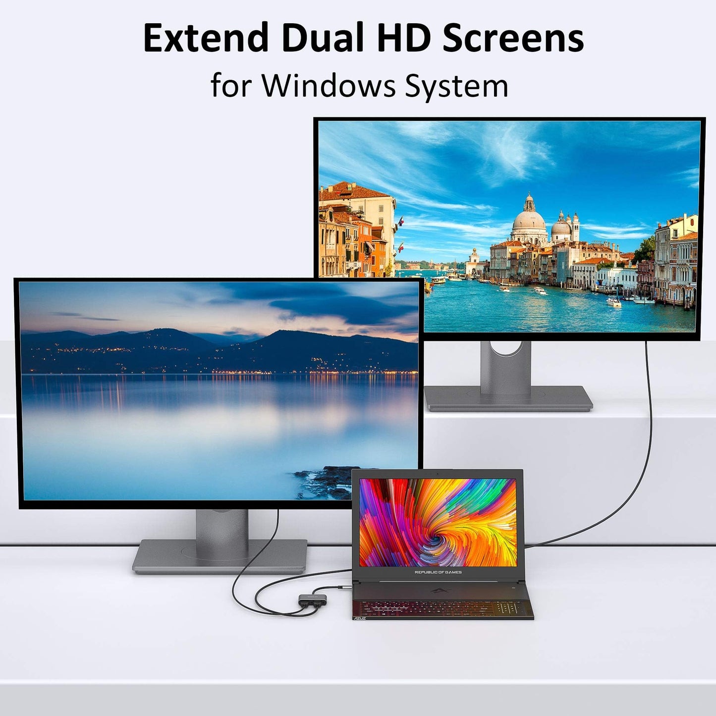 Selore&S-Global USB C to Dual HDMI Adapter 4K @60hz, Type C to HDMI Converter for MacBook Pro Air 2020/2019/2018,LenovoYoga 920/Thinkpad T480,Dell XPS 13/15/17,etc