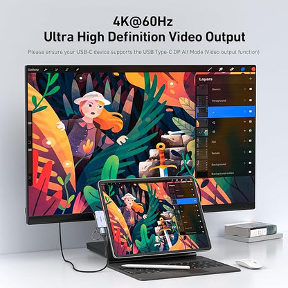 BENFEI USB C Hub 3-in-1, Super Compact, USB-C to HDMI 4K@60Hz, 10Gbps USB-A, 100W Power Delivery Compatible with iPad Pro, MacBook Pro/Air, iMac, iPhone 16/15 Pro/Pro Max, XPS, Thinkpad and More