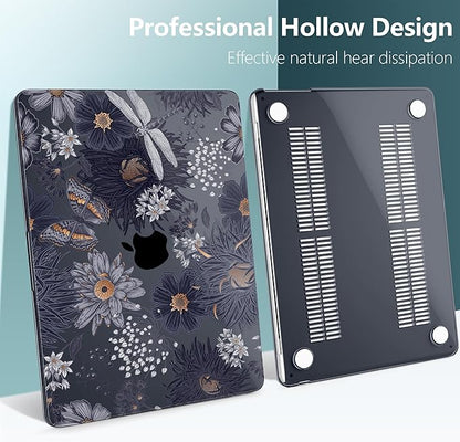 TWOLSKOO for M4 MacBook Air 13.6 inch Case 2025-2022 Release M4 A3240 M3 A3113 M2 A2681, Plastic Hard Shell & Screen Protector & Keyboard Cover & Trackpad Film, Wild Flower