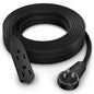 Maximm Cable 10 Ft 360° Rotating Flat Plug Extension Cord/Wire, 16 AWG Multi 3 Outlet Extension Wire, 3 Prong Grounded Wire - Black - UL Certified