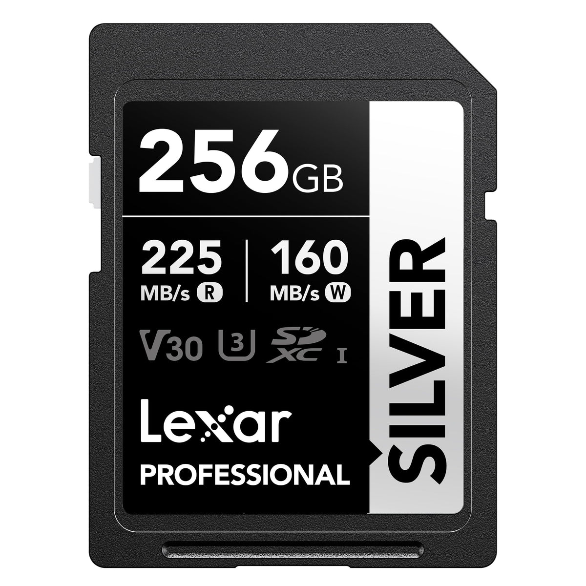 Lexar 256GB Silver SD Memory Card, 225MB/s Read, 4K, V30, U3, UHS-I