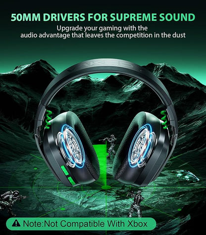 HW11 Wireless Gaming Headset for PS5,PS4,PS4 Pro, Switch,Mac,Bluetooth 5.3 Gaming Headphones with Noise Canceling Mic,Gamer Headphones for PC,50Hr Battery (Black)