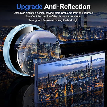 for Samsung Galaxy Z Fold 7 Camera Lens Protector, Individual Metal Ring Tempered Glass Lens Cover, [Strong Adsorption] Scratch Resistant Ultra-Thin HD Clear Lens Cover, 1 Set-Blue Ring