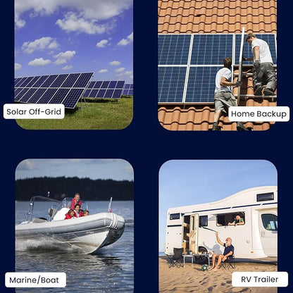 25.6V 200Ah LiFePO4 Battery with 100A BMS, Max. 5120Wh Energy, 4000-15000 Deep Cycles Lithium Battery, 10-Year Lifespan, Perfect for RV, Trolling Motor, Solar Off-Grid Storage, Home System