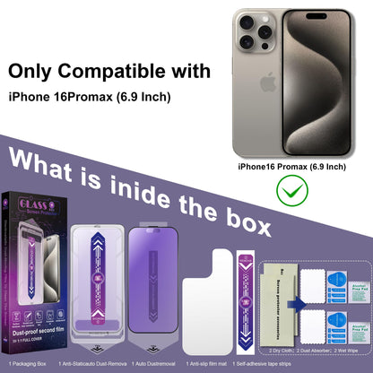 CHRYSHA 2-Pack Anti Blue Light Matte Screen Protector for iPhone 16 Pro Max 6.9-Inch, Auto Dust Removal, No Bubbles, High Definition Clear, Easy Installation