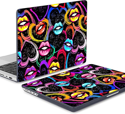Mektron Case for 2025 MacBook Pro 16" M4 A3403 A3186 M3 A2991 M2 A2780 M1 A2485 (2021/2023/2024) Pro/Max with Touch ID, Hard Shell Plastic Laptop Cover Keyboard Cover Screen Protector, Colorful Lips