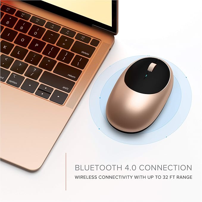 Satechi M1 Wireless Bluetooth Mouse, USB-C Rechargeable, Compact & Portable, for MacBook Air/Pro/Neo, iPad Air/Pro, iPad mini, Mac mini, iMac & Windows - Gold