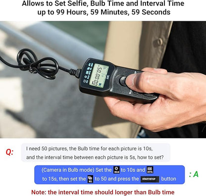 JJC TC-80N3 Intervalometer Timer Remote Shutter Release Time Laspe for Canon EOS R1 R5 Mark II R3 5D Mark IV III II 6D Mark II 7D Mark II 5DsR 1Dx Mark III II 1Ds Mark III 50D 40D & More Canon Cameras