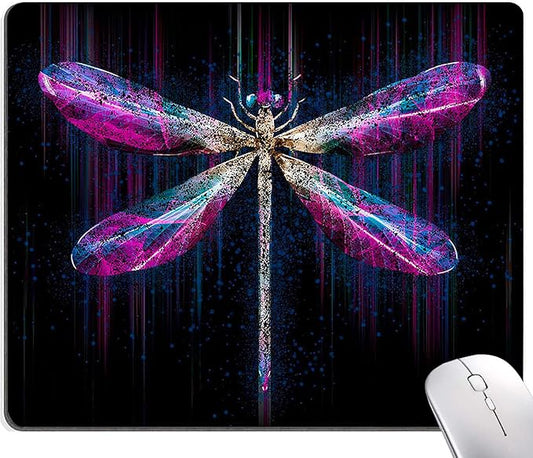 Hokafenle Mouse Pad, Purple Dragonfly Mouse Pad, Square Custom Mouse Mat Waterproof Mousepad Non-Slip Rubber Base MousePads for Office Home Laptop