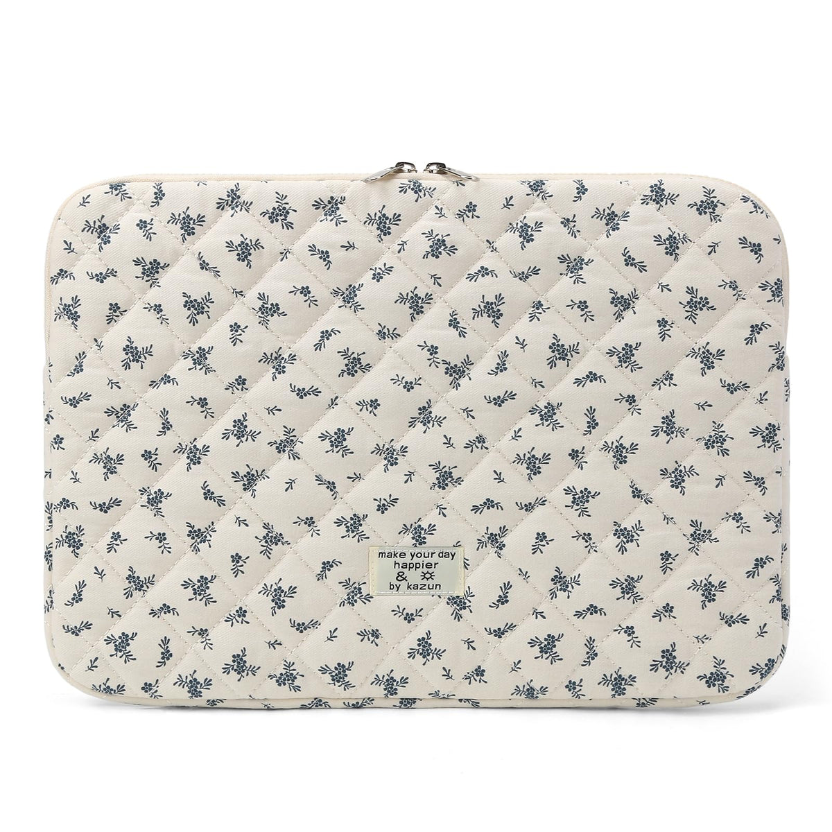 Puffy Laptop Sleeve 13-15.6 Inch Cute Quilted Laptop Protective Case Padded Floral Computer Sleeve for MacBook (A-Dark Pink, 15 Inch)