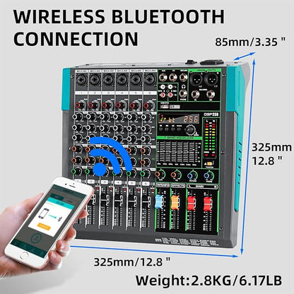 Depusheng PA6 professional DJ audio mixer 6 channel input built-in 256 kinds of DPS effects support 48V phantom power USB Bluetooth MP3 computer recording