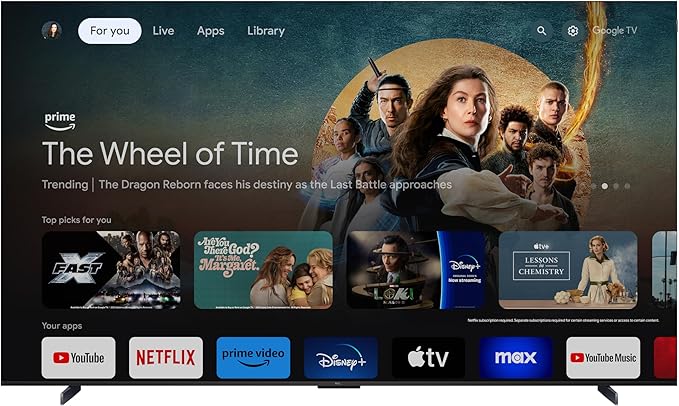 TCL 98-Inch Q65 QLED 4K UHD Smart TV with Google TV (98Q651G, 2024 Model) Dolby Vision, Dolby Atmos, HDR Pro+, Game Accelerator Enhanced Gaming, Voice Remote, Works with Alexa, Streaming Television