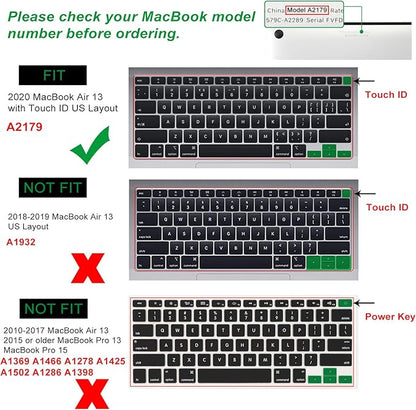 Allinside Silicone Keyboard Cover for New MacBook Air 13 inch A2179 Released in 2020 with Touch ID and Retina Display US Version, Ombre Gray