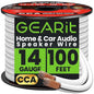 GEARit 14 Gauge Speaker Wire 100 ft,Speaker Cable with Foot Markers & Polarity Markings,14 Gauge Wire for Car Audio & Home Theater Speakers,Audio Cable for DIY Installations,CCA(White)