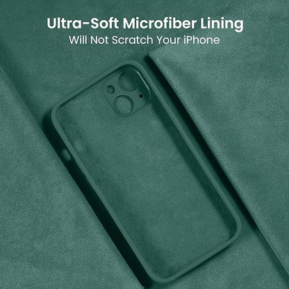FireNova Designed for iPhone 13 Case, Silicone Upgraded [Camera Protection] Phone Case with [2 Screen Protectors], Soft Anti-Scratch Microfiber Lining Inside, 6.1 inch, Midnight Green