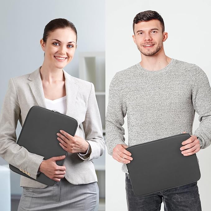 RAINYEAR 15.6 Inch Laptop Sleeve Protective Case Soft Lining Zipper Cover Padded Carrying Bag Compatible with 15.6" Notebook Computer Ultrabook Chromebook (Gray, Upgraded Version)