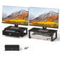 WOHOMO Dual Monitor Stand Riser with Drawers, Wood Desk Organizers for 2 Monitors, Desktop Storage Stand for Computer, Laptop, Black