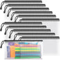 Umriox 12 Pack B4 Black Mesh Zipper Bags, File Organizer Pouch for Storage