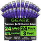 GearIT 24-Pack, Cat5e Ethernet Patch Cable 3 Feet - Snagless RJ45 Computer LAN Network Cord, Purple - Compatible with 24 48 Port Switch POE Rackmount 24port Gigabit