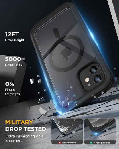 Miracase Magnetic for iPhone 12 mini Case, [360 Full-Body Protection & Complete Camera Guard], Drop & Scratch-Resistant, Shockproof, Stylish Clear iPhone Case, iPhone 12 mini Cover, Black