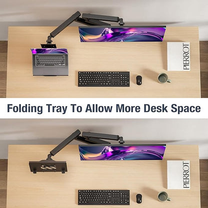 AVLT Dual 17”-38" Monitor Arm Desk Mount with 17" Laptop Tray and USB-C Docking Station, HDMI 4K60Hz, USB-A 5Gbps, Ethernet, 100W PD, Fits Two Flat/Curved Monitor - Black