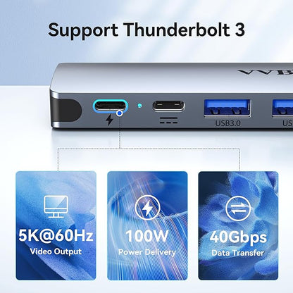 USB C Adapter for MacBook Pro Air M1 M2 M3 2021 2020 2019 13" 15" 16",USB C Hub Mac MacBook Pro Accessories Dongle USB C with 3 USB Ports+SD/TF Card Reader+100W Thunderbolt 3 PD Port+3.5mm Audio