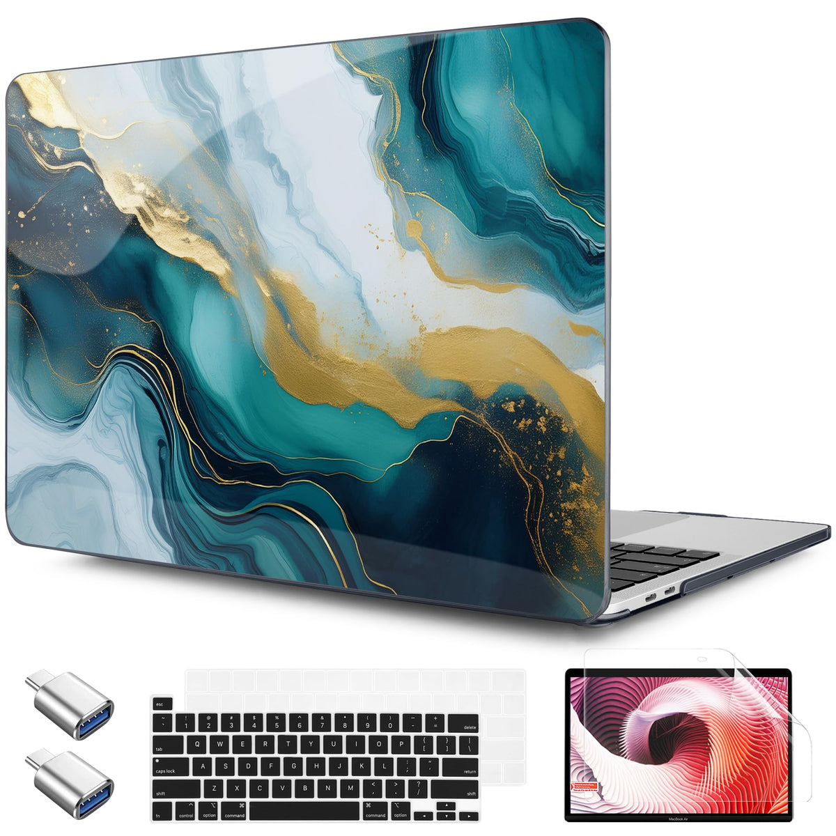 TWOLSKOO Compatible with MacBook Pro 13 inch Case 2023-2016 A2338 M2/M1 A2251 A2289 A2159 A1989 A1706, Plastic Hard Shell Cover & Keyboard Skin & Screen Protector, Colorful Hydrangea