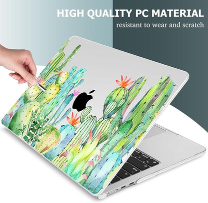 Mektron for 2025 M4 MacBook Air 13.6 Inch A3240 Case Fits 2023 A2681 M2 2024 A3113 M3 Chip with Liquid Retina Display, Printed Plastic Hard Shell Cover for MacBook Air 13.6", Watercolor Cactus