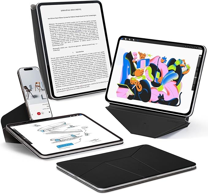 MOFT Dynamic Folio Case for iPad Pro 11 Inch 2024 5th Gen(M4), Silm Magnetic Stand Case with 20+ Viewing Angles, Auto Wake/Sleep, Ultra Thin, Jet Black
