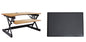 Rocelco 32" Height Adjustable Standing Desk Converter - Sit Stand Computer Workstation Riser - Dual Monitor Retractable Keyboard Tray Gas Spring Assist - Black (R EADRB2)