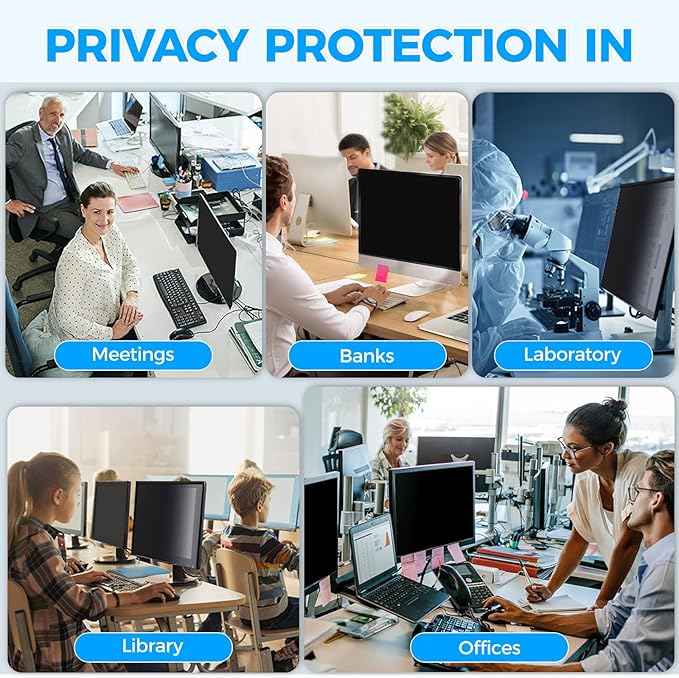 2 Pack Hidden Design Magnetic Computer Privacy Screen Filter 27 inch for Frameless Monitor 16:9 Widescreen, Removable Anti Blue Light Privacy Shield, Anti-Glare Protector