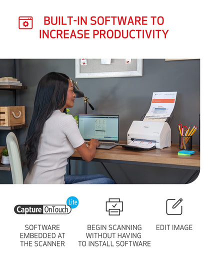 Canon imageFORMULA R30 - Office Document Scanner, Auto Document Feeder, Duplex Scanning, Plug-and-Scan Capability, No Software Installation Required