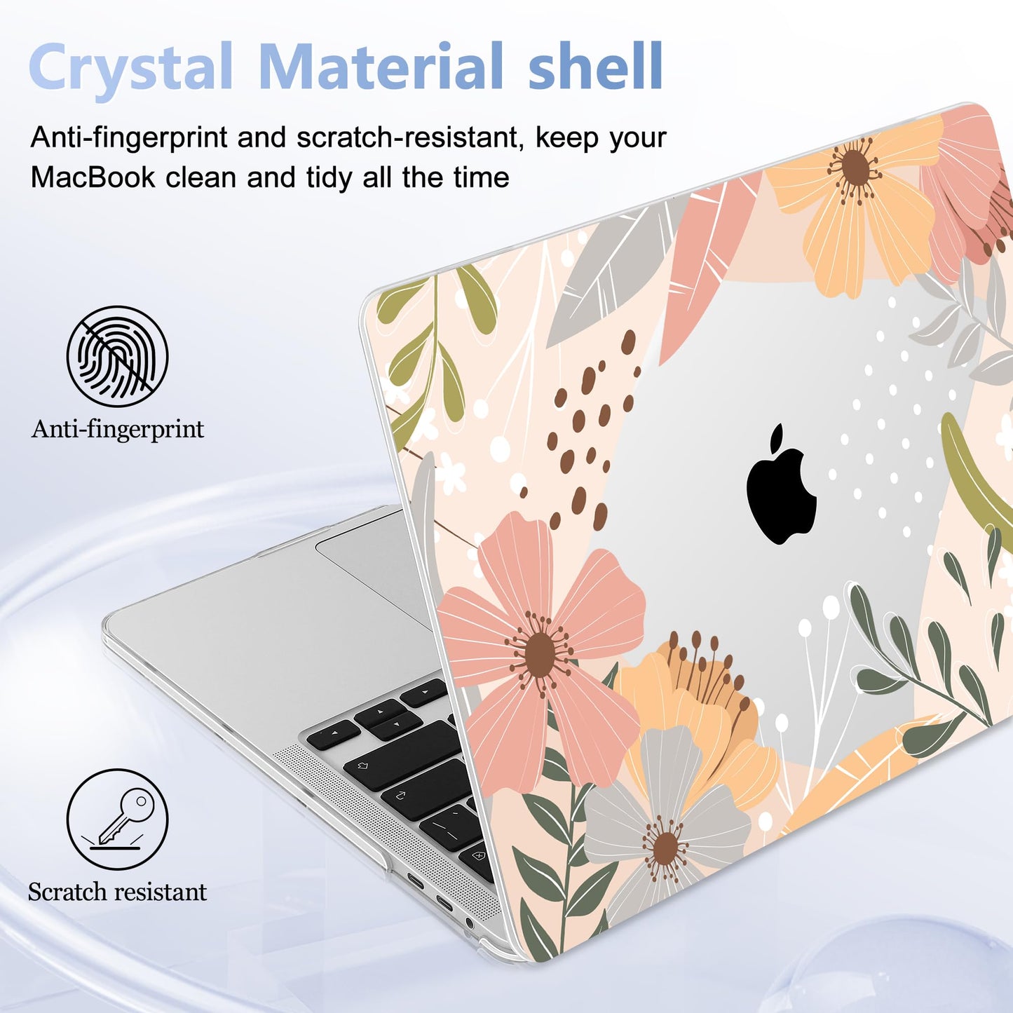 Lepeoac for MacBook Pro 16 inch Case 2019 2020 Release Model A2141, Plastic Hard Shell Cover with Keyboard Cover & Screen Protector for MacBook Pro 16 inch with Touch Bar & Touch ID - Floral P227