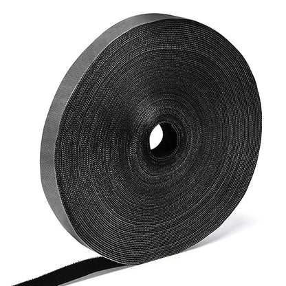 WILLBOND 1 Inch x 90ft Fastening Tape Cable Ties Reusable Fastening Nylon Tape Double Side Hook Roll Hook and Loop Straps Wires Cords Management Wire Organizer Straps (Black)