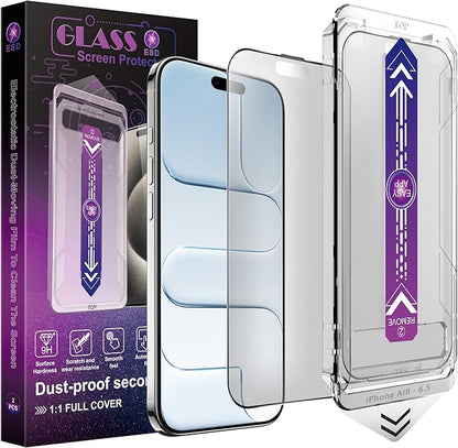 Matte Screen Protector for iPhone Air 6.5-Inch, Auto Dust Removal, 9H Tempered Glass, Full Cover, Anti-Fingerprint, Easy Installation, 2 Pack