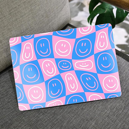 MEEgoodo for MacBook Air 13 inch Case 2021 2020 2019 2018 Released A2337 M1 A2179 A1932 with Touch ID, Plastic Shell & Keyboard Cover Compatible with MacBook Air Case 13.3, Smiling Faces & Checkered