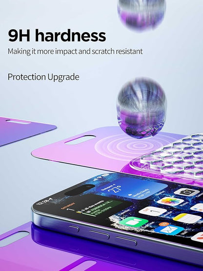 Compatible for iPhone 16 Pro Privacy Screen Protector Tempered Glass 6.3 Inch, Purple Gradient Anti Spy Anti Blue Light HD Easy Installation
